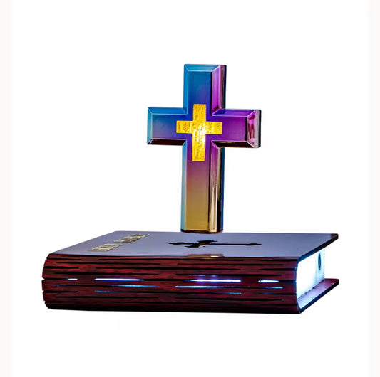 Magnetic Levitating Cross Holy Bible Ornament