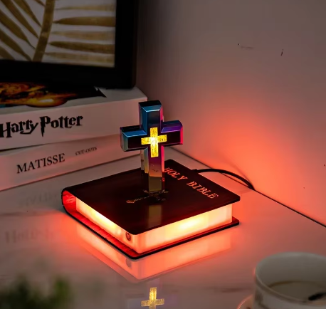 Magnetic Levitating Cross Holy Bible Ornament